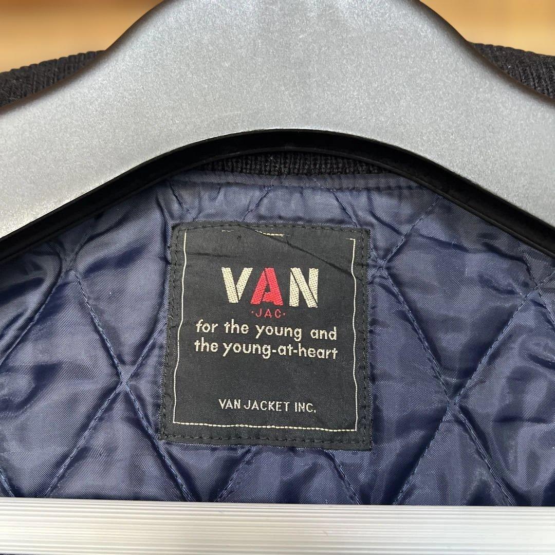 VAN JAC スタジアムジャンパー　袖皮 ネイビー　 Lサイズ