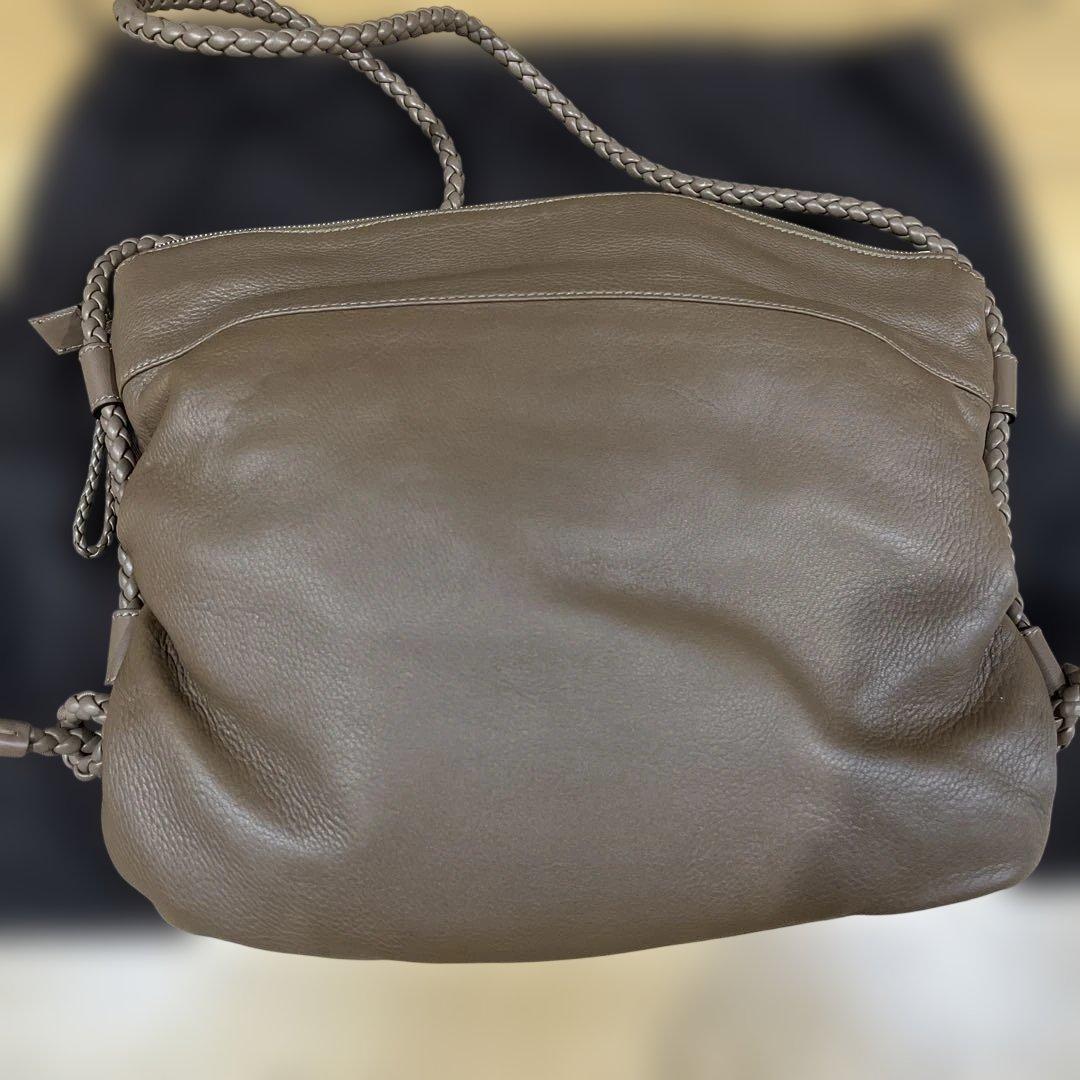 GUCCI インターロッキングブラウンレザー ショルダーバッグ