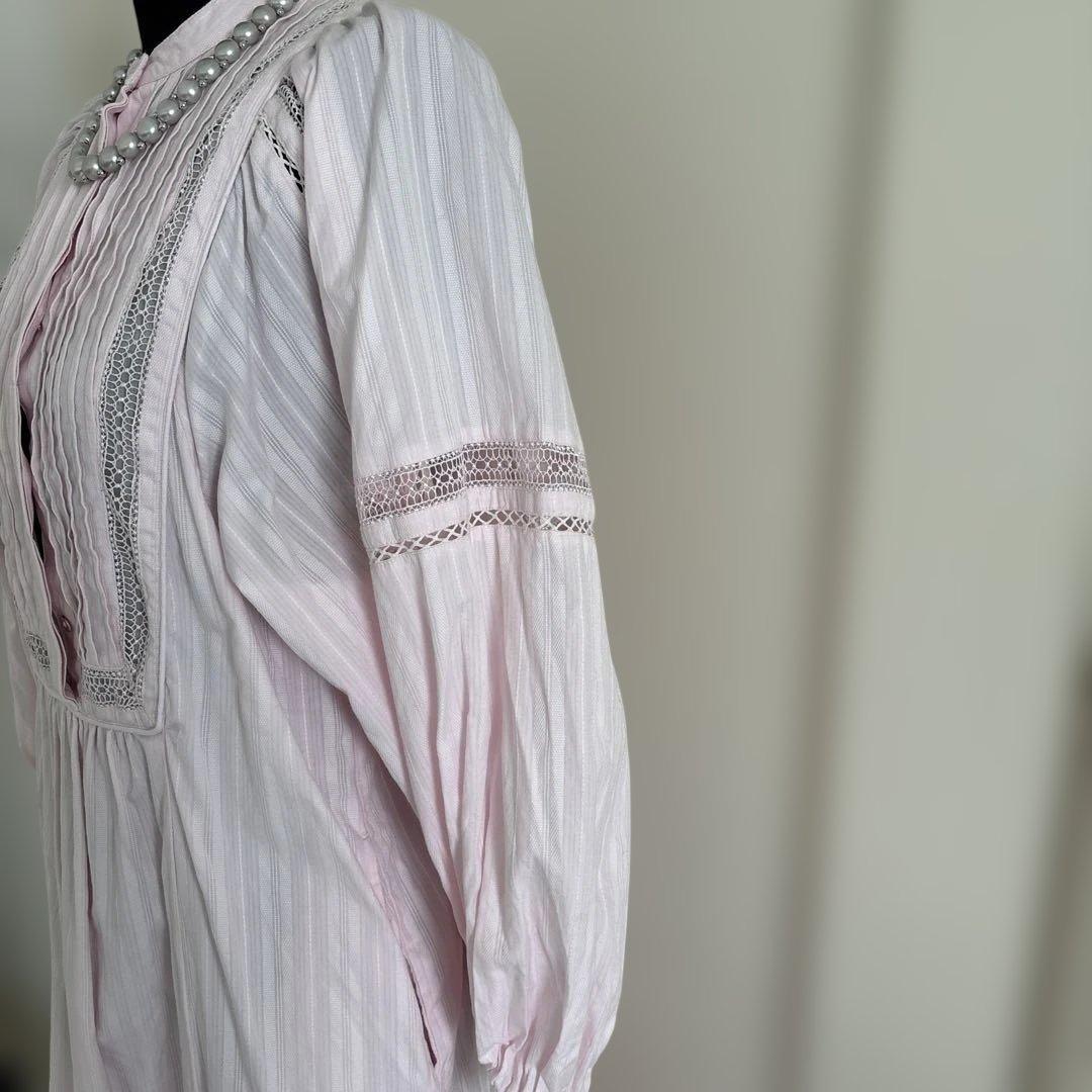 ヌキテパ　ピンク レース 長袖ワンピース