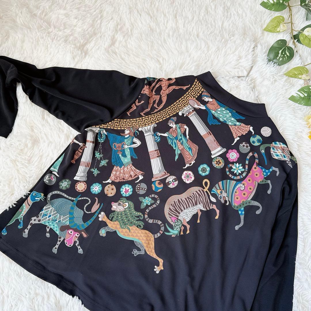 トクコプルミエヴォル★チュニック アニマル 総柄 プリント 長袖 丸襟 日本製