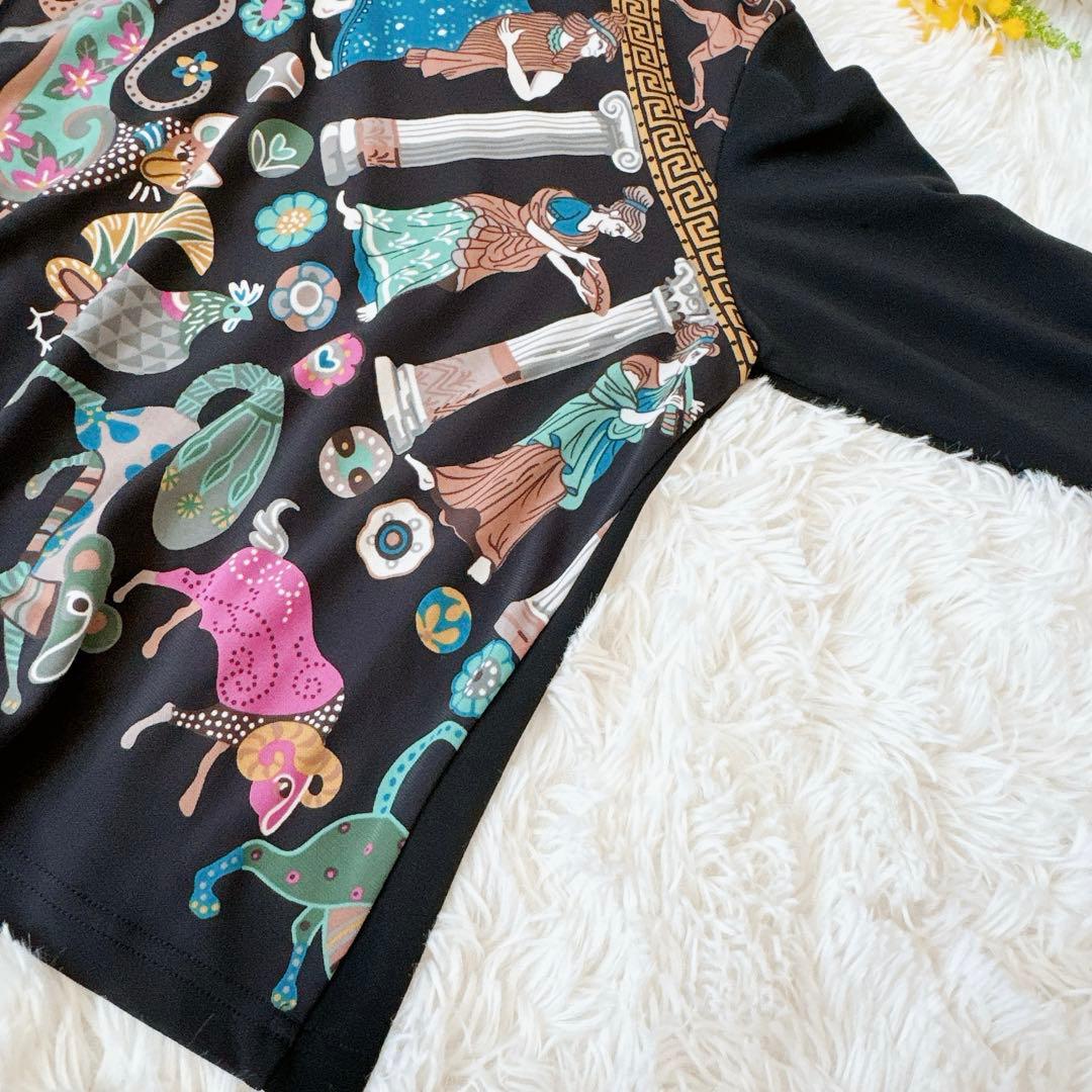 トクコプルミエヴォル★チュニック アニマル 総柄 プリント 長袖 丸襟 日本製