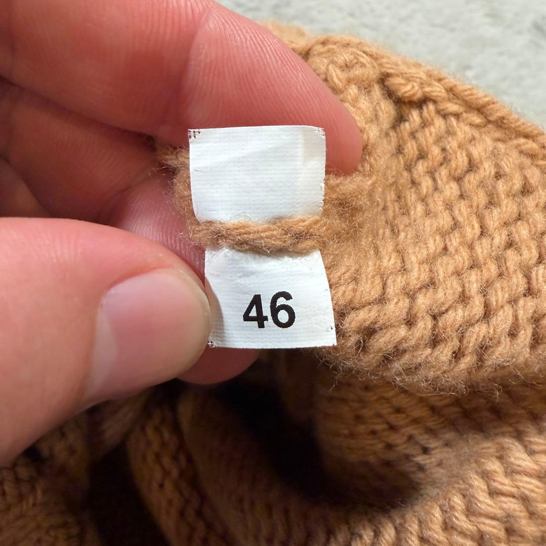 グランサッソ　ショールカラー　ウール　ニット　セーター　46サイズ　ブラウン