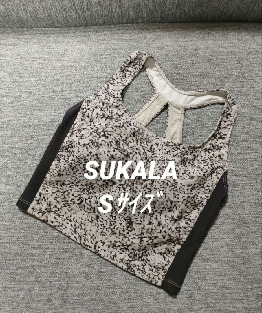 ちあき❀⑰SUKALAブラトップ花柄S グレー㉓トップスSスポットペイント