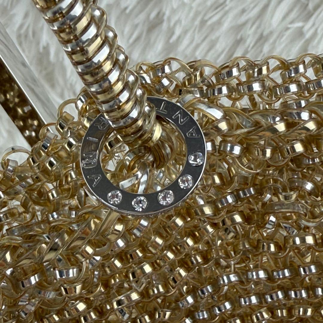 美品✨アンテプリマ ワイヤーバッグ シャンパンゴールド ポーチ付き