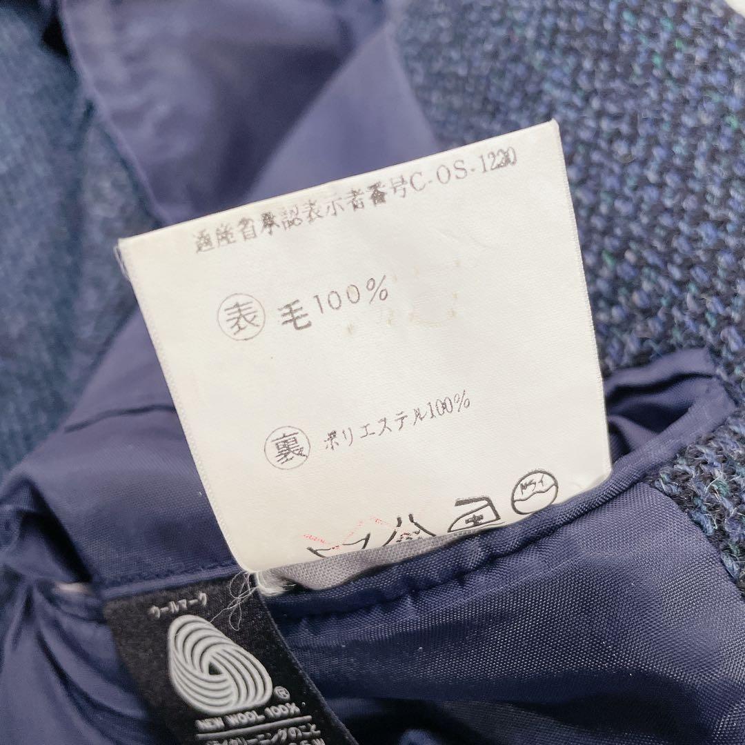 美品　ハリスツィード　秋冬　テーラードジャケット　ウール　ネイビーブルー系
