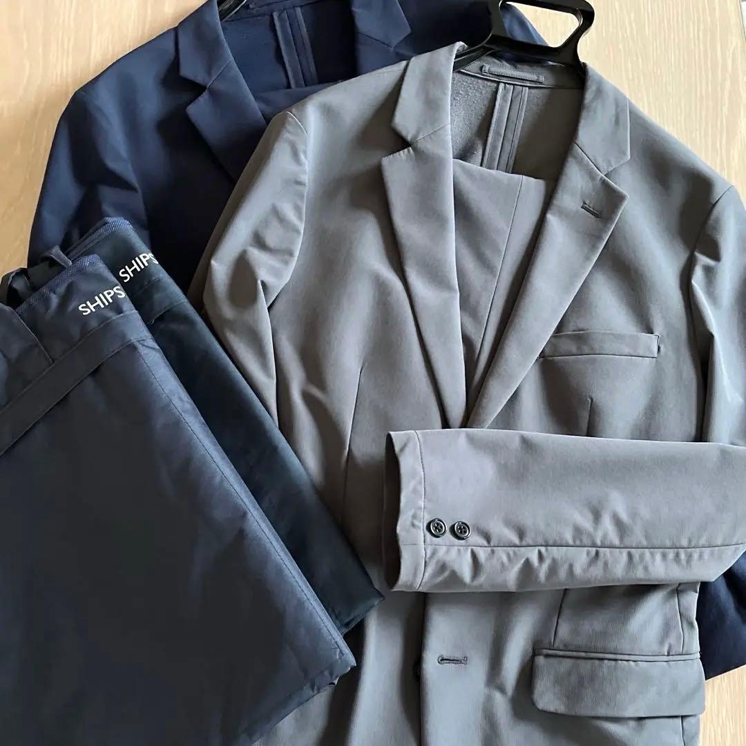 SHIPS any セットアップスーツ　ネイビー　グレー　2着セット
