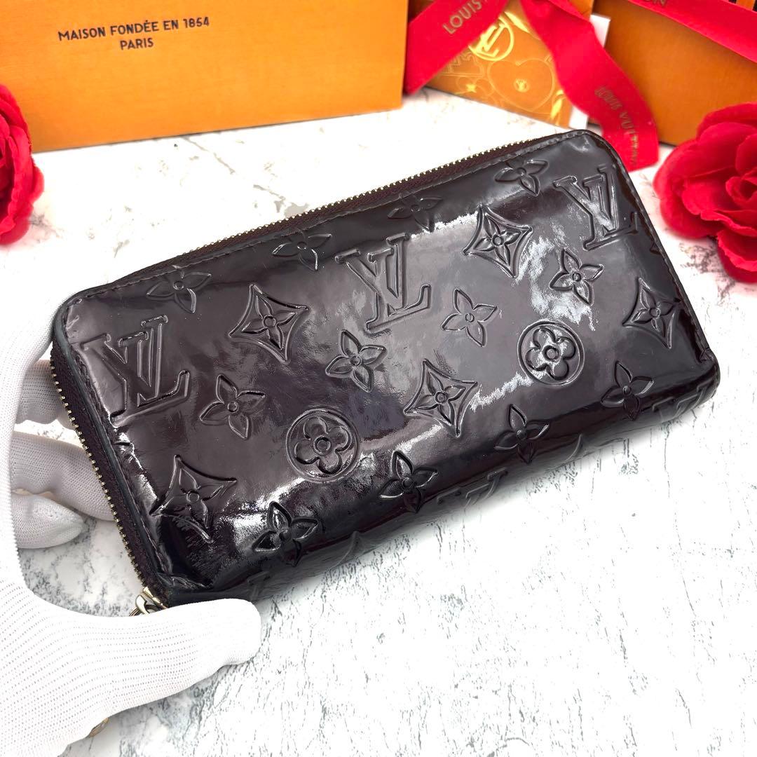 【極美品】 ルイヴィトン モノグラム ヴェルニ アマラント ジッピーウォレット
