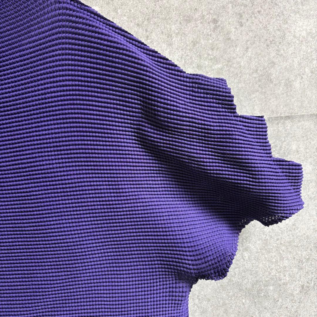 me ISSEY MIYAKE 変形カットソー ハイネック パープル ワッフル