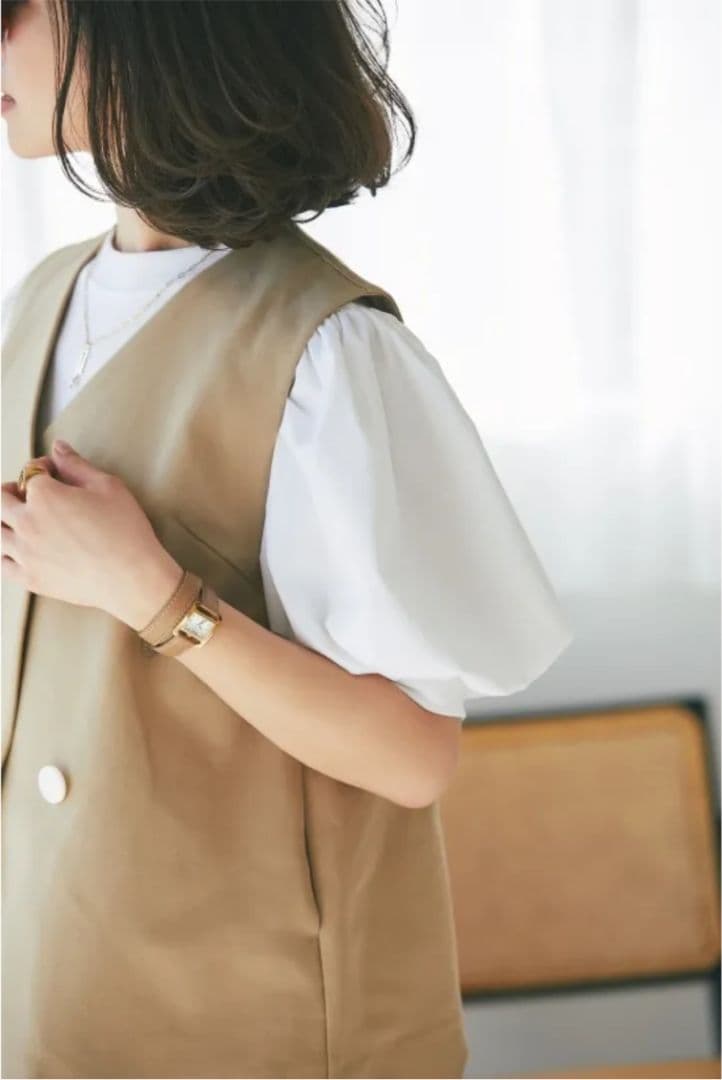 【オハニです】SEVENTEN セブンテン スカラップジレ ベージュ M