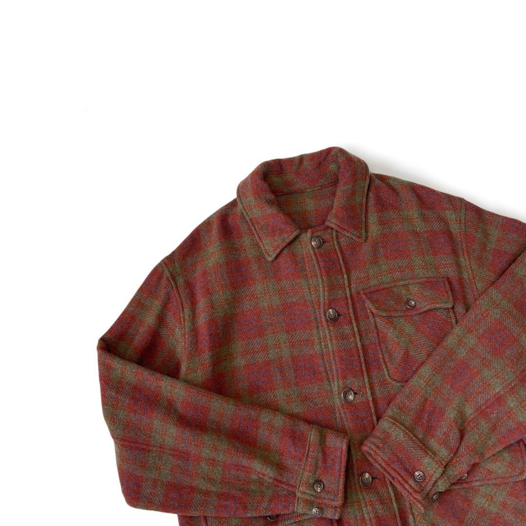 70’s 80’s ハンティングジャケット ウール チェック柄 ゲームポケット