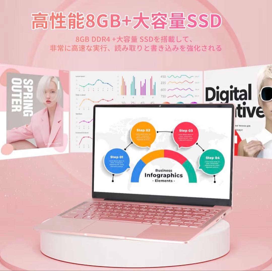 ESBOOK ノートPC 14.1インチ ローズゴールド