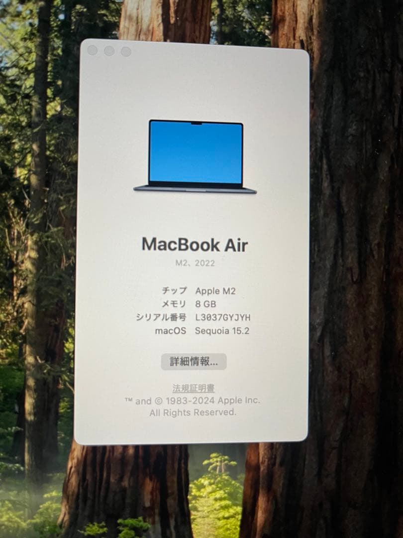 充電容量100% MacBookAirM2 13inch 8GB 256GB