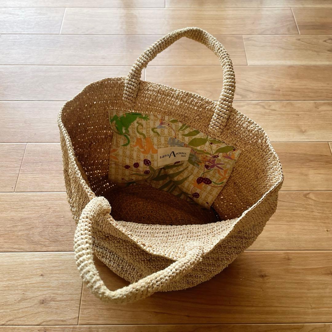 サンアルシデ　ラフィア　かごバッグ
