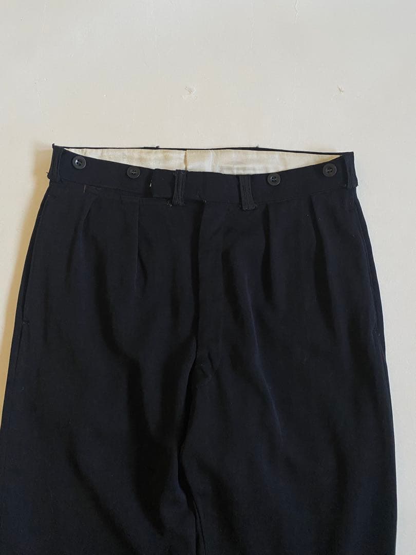 パンツ 50s- black wide wool slacks