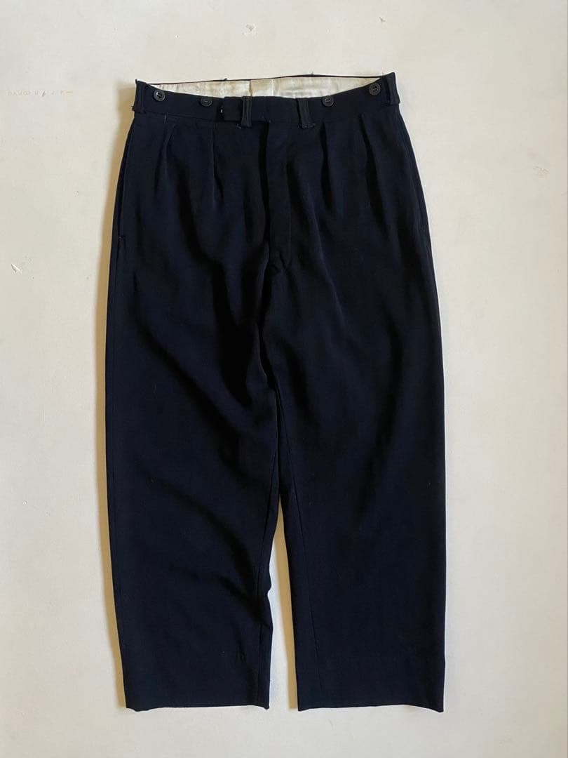 パンツ 50s- black wide wool slacks