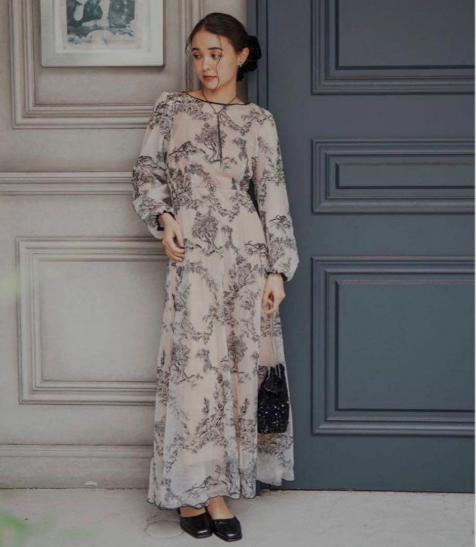 kastane 花柄刺繍 長袖オケージョンドレス