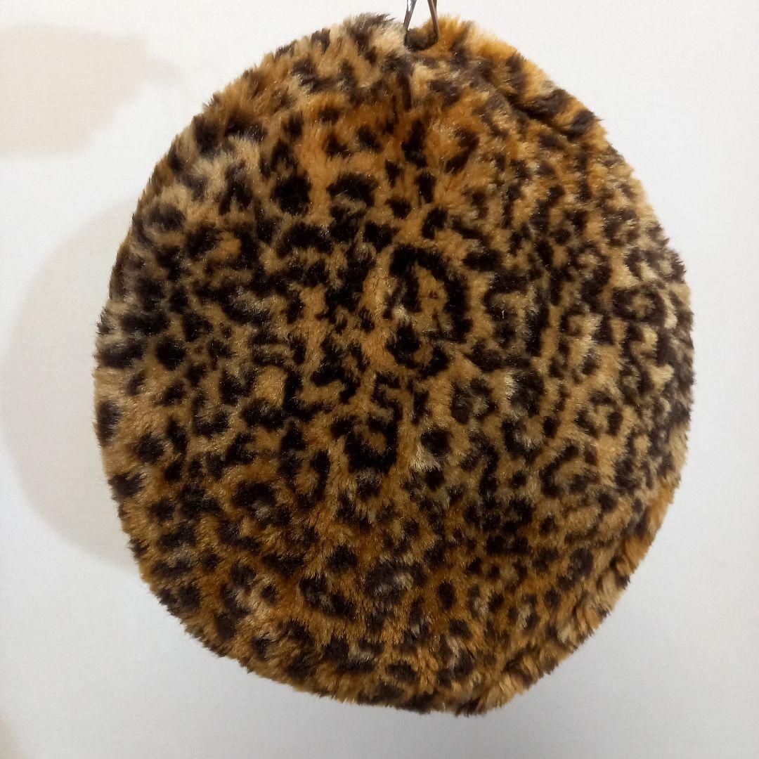 80s 90s レオパード フェイクファー ベレー帽 57 毛皮 ハット 帽子