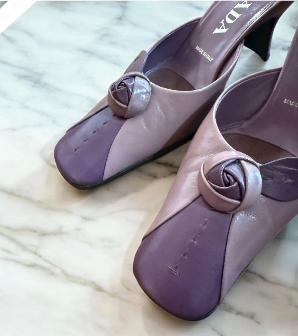 PRADAミュールサンダル パープル系 サイズ38 箱付き