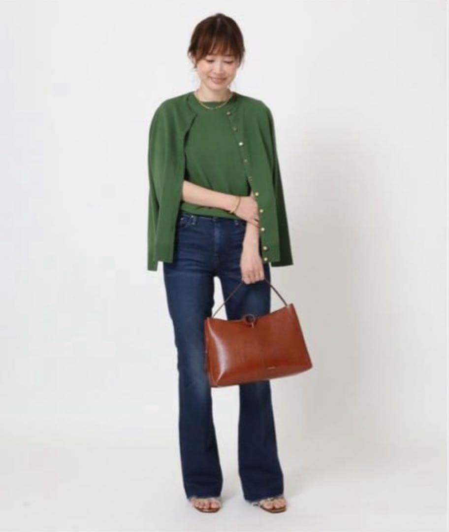 未使用級ミューズドゥーズィエムクラスFFカーディガン金ボタングリーンクルーネック