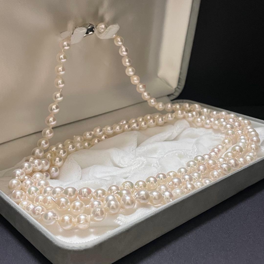 【超ロング✨あこや本真珠】ネックレス 6.5-7.0 パール 3連/2連 パール