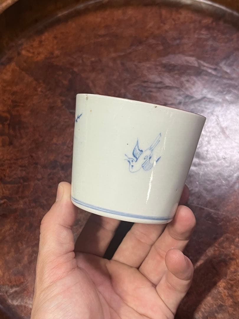 古伊万里　蕎麦猪口　あじさい　鶯　ウグイス　梅　紫陽花　民芸　民藝　青山二郎