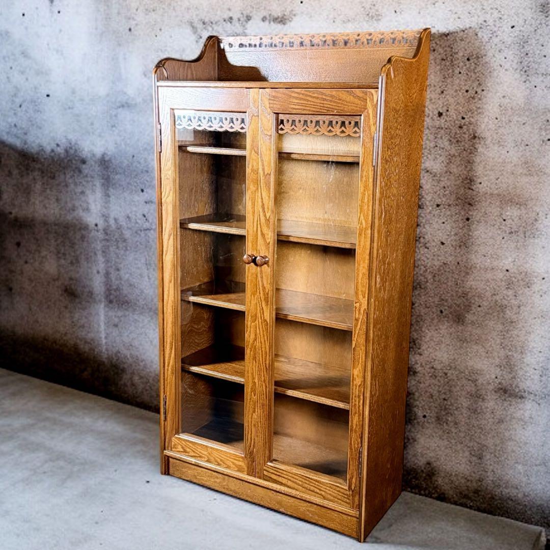 HR797 パリの雑貨屋 キャビネット　日本製　飾り棚　2枚ガラス扉