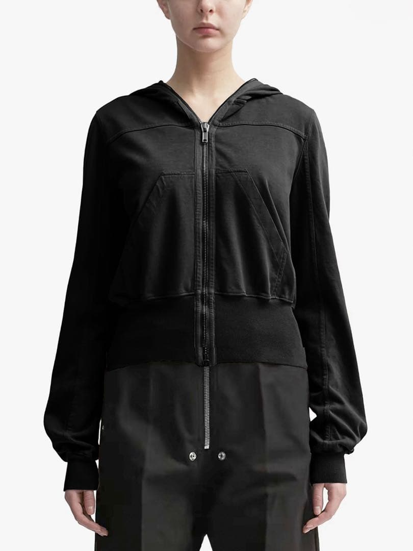 RICK OWENS DRKSHDW クロップド フーディー ジップパーカー 黒