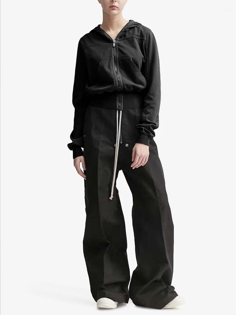 RICK OWENS DRKSHDW クロップド フーディー ジップパーカー 黒