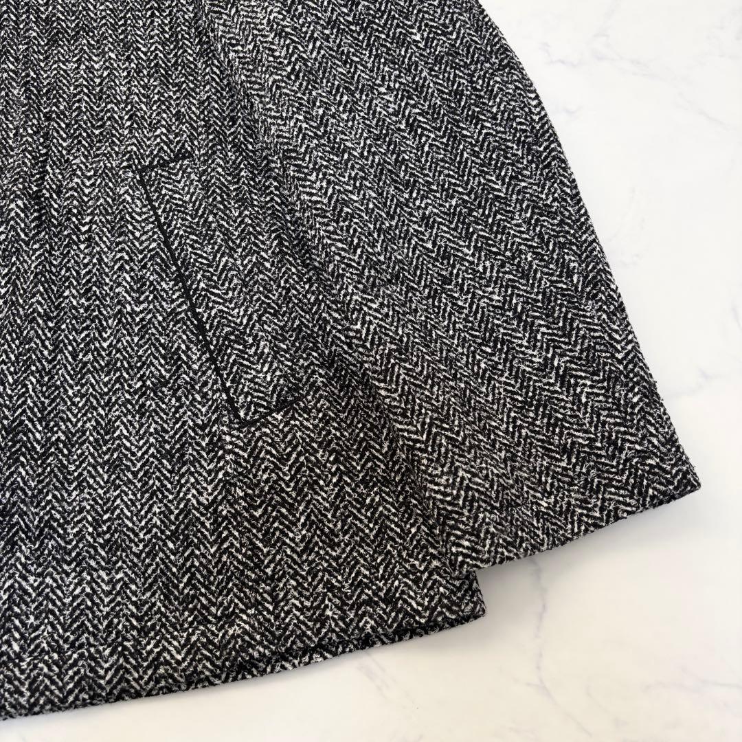 未使用 ジョセフアブード ニット ジャケット ヘリンボーン 黒白 3L