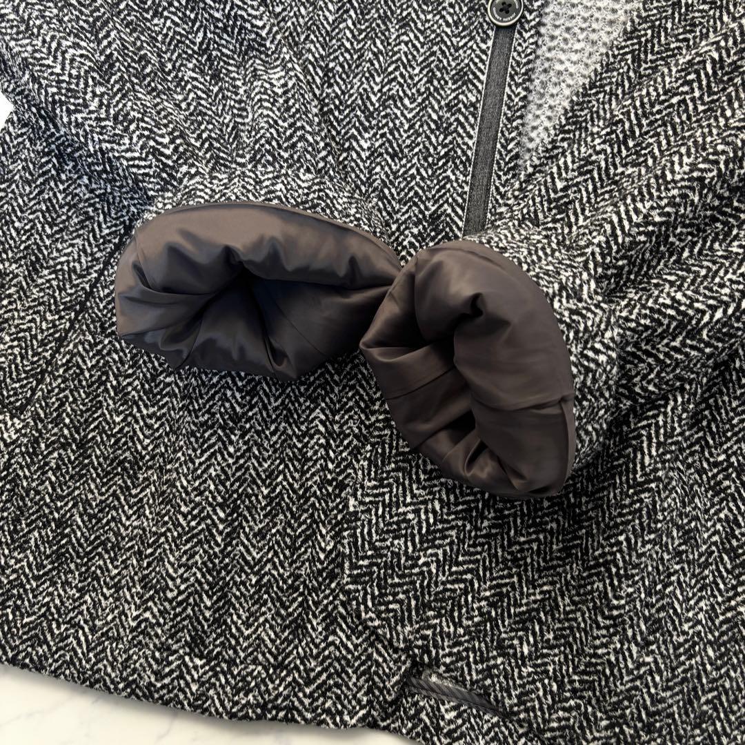 未使用 ジョセフアブード ニット ジャケット ヘリンボーン 黒白 3L