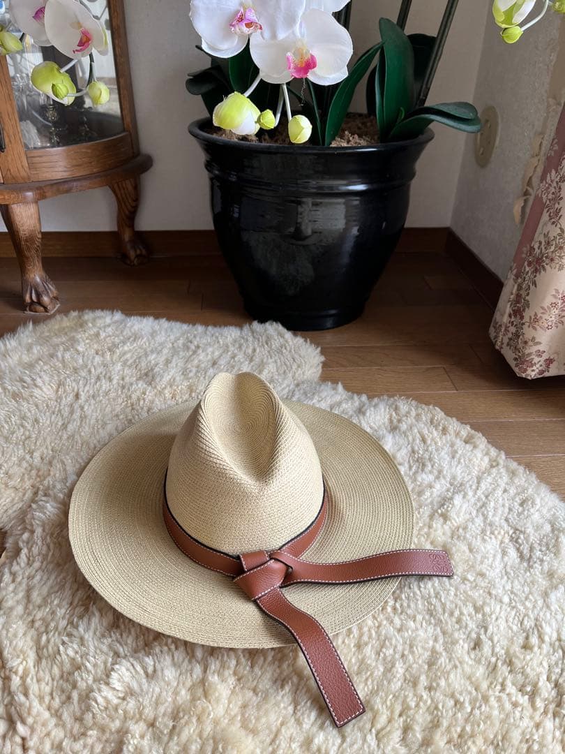 e*r様 ロエベ　パナマ帽x革リボン