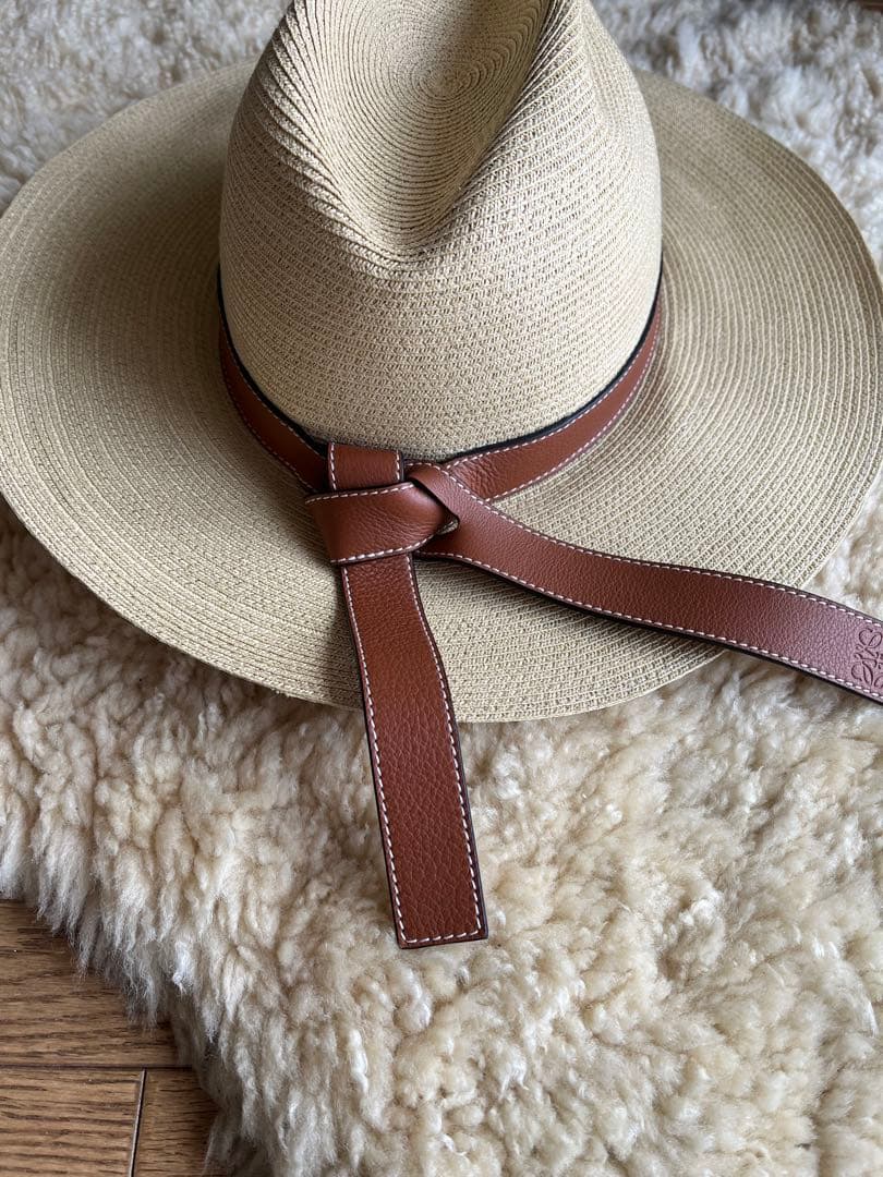 e*r様 ロエベ　パナマ帽x革リボン