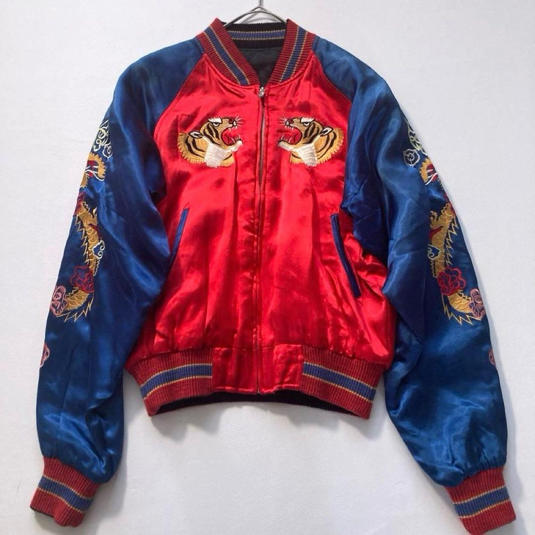 【希少】Switch　リバーシブル2WAYスカジャン 和柄刺繍 龍 虎 日本地図