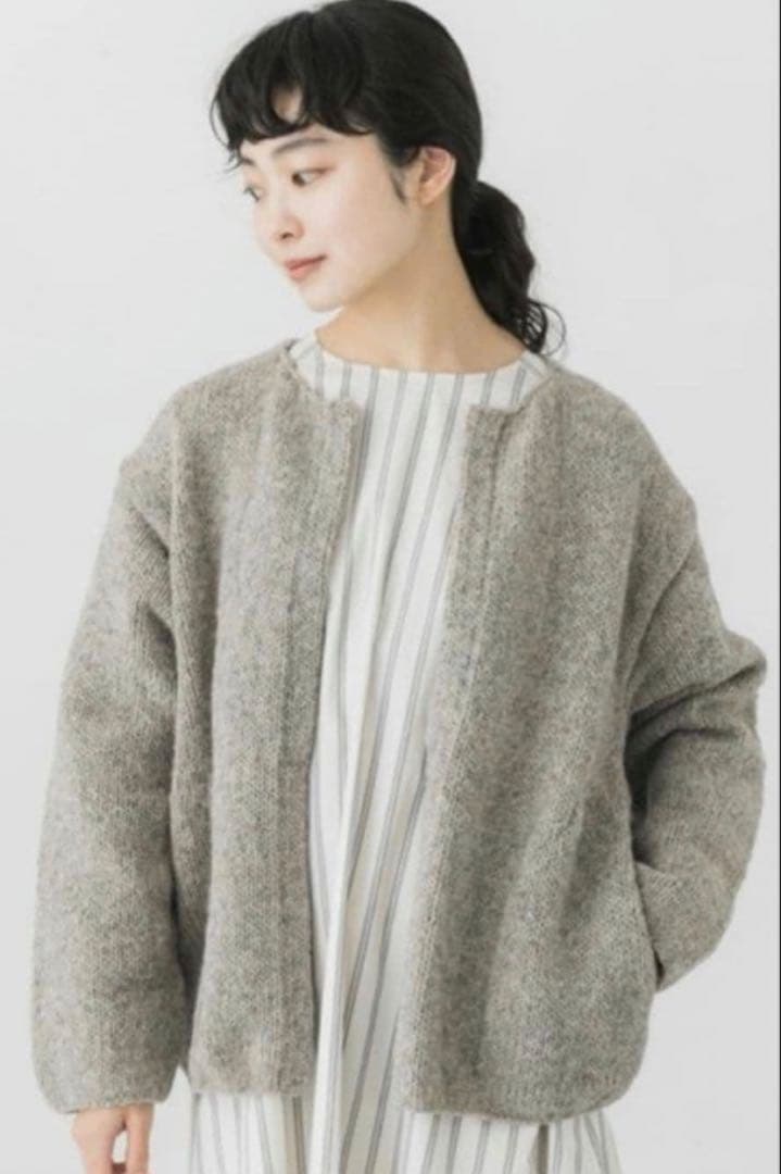 かぐれ ペルークルーネックカーディガン ペルーニット ニットカーディガン