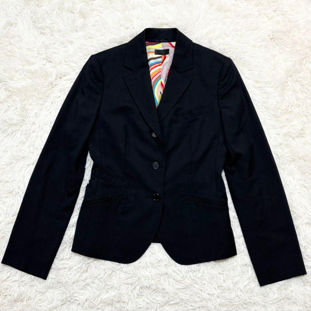 美品 ポールスミス ブラック スーツ セットアップ スカート マルチカラー