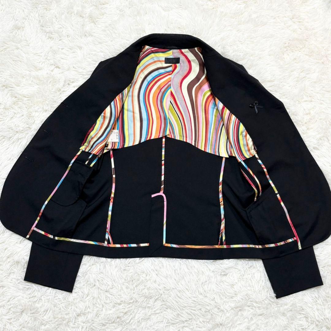 美品 ポールスミス ブラック スーツ セットアップ スカート マルチカラー