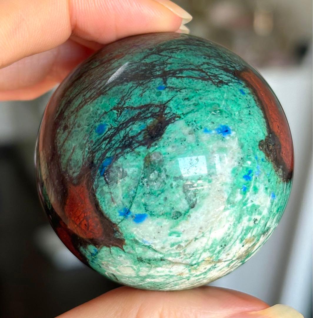 レア　高品質　アズライト　ターコイズ　スフィア