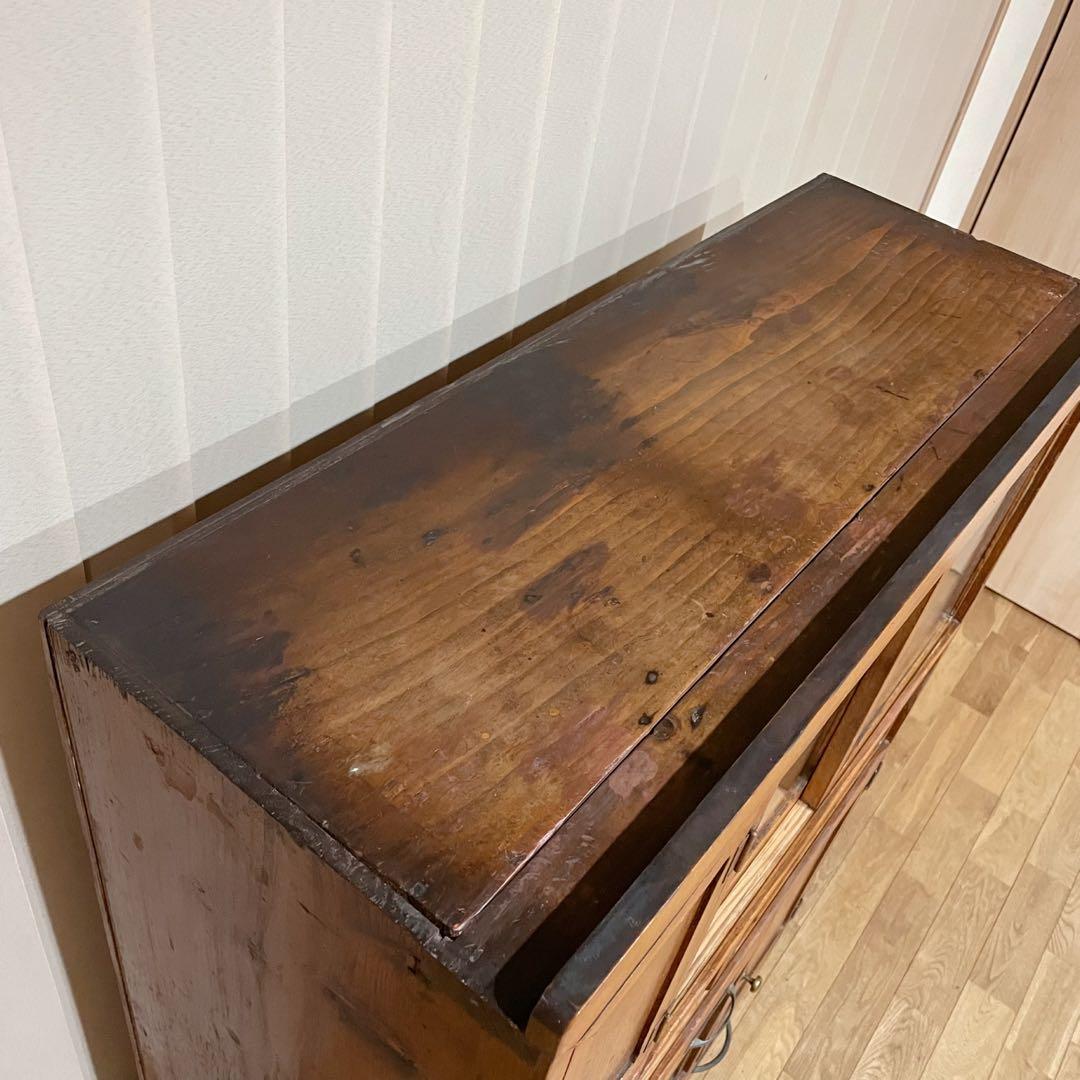 昭和 レトロ　戸棚　モールガラス　食器棚　本棚　アンティーク　当時物　水屋