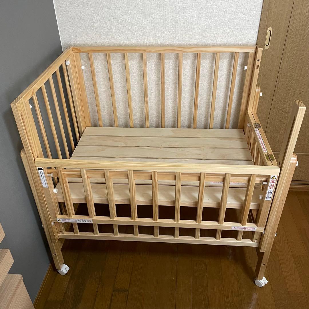 【超美品】yamatoya トール Wオープン ミニベビーベッド ナチュラル