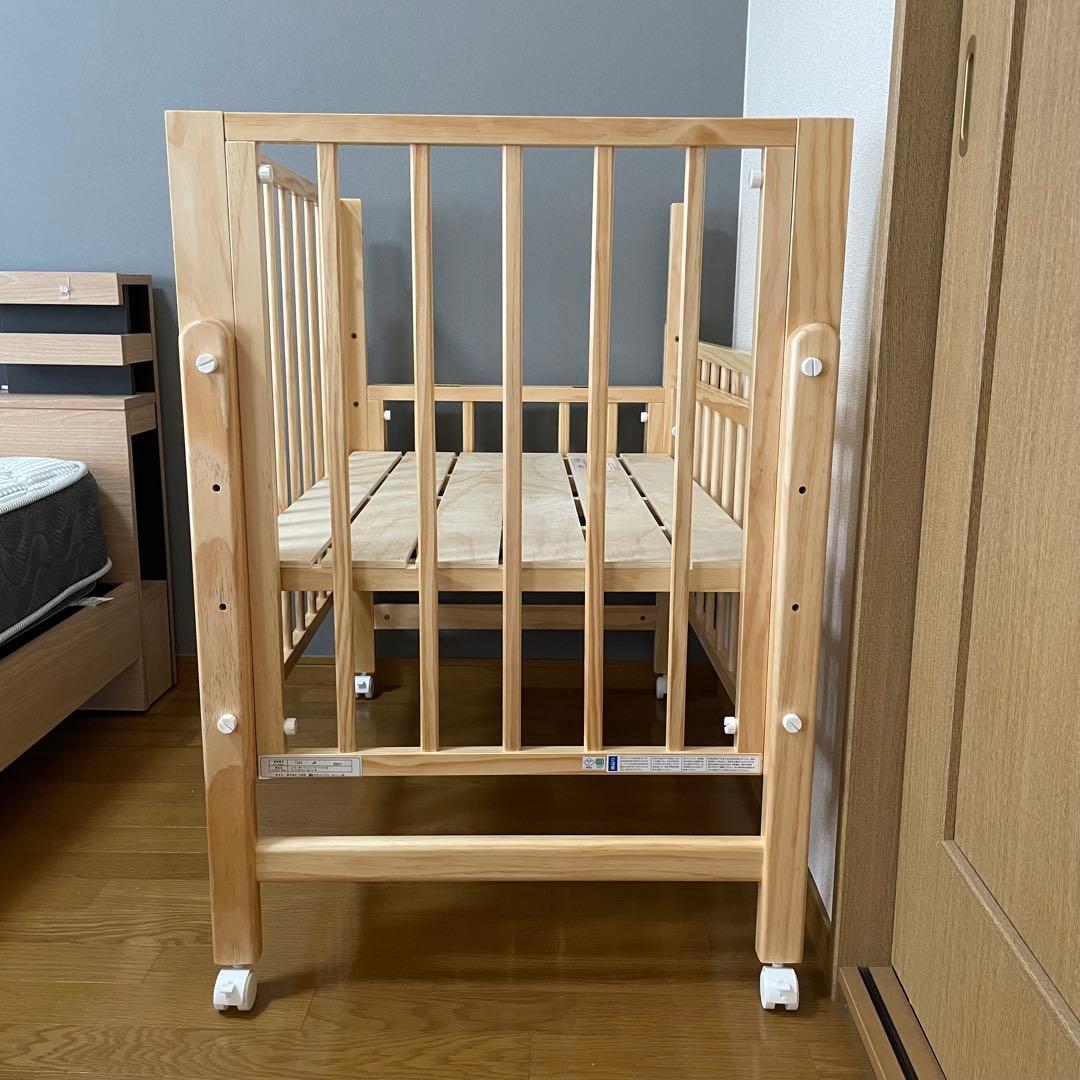 【超美品】yamatoya トール Wオープン ミニベビーベッド ナチュラル