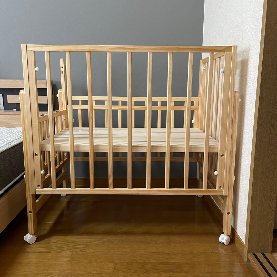 【超美品】yamatoya トール Wオープン ミニベビーベッド ナチュラル