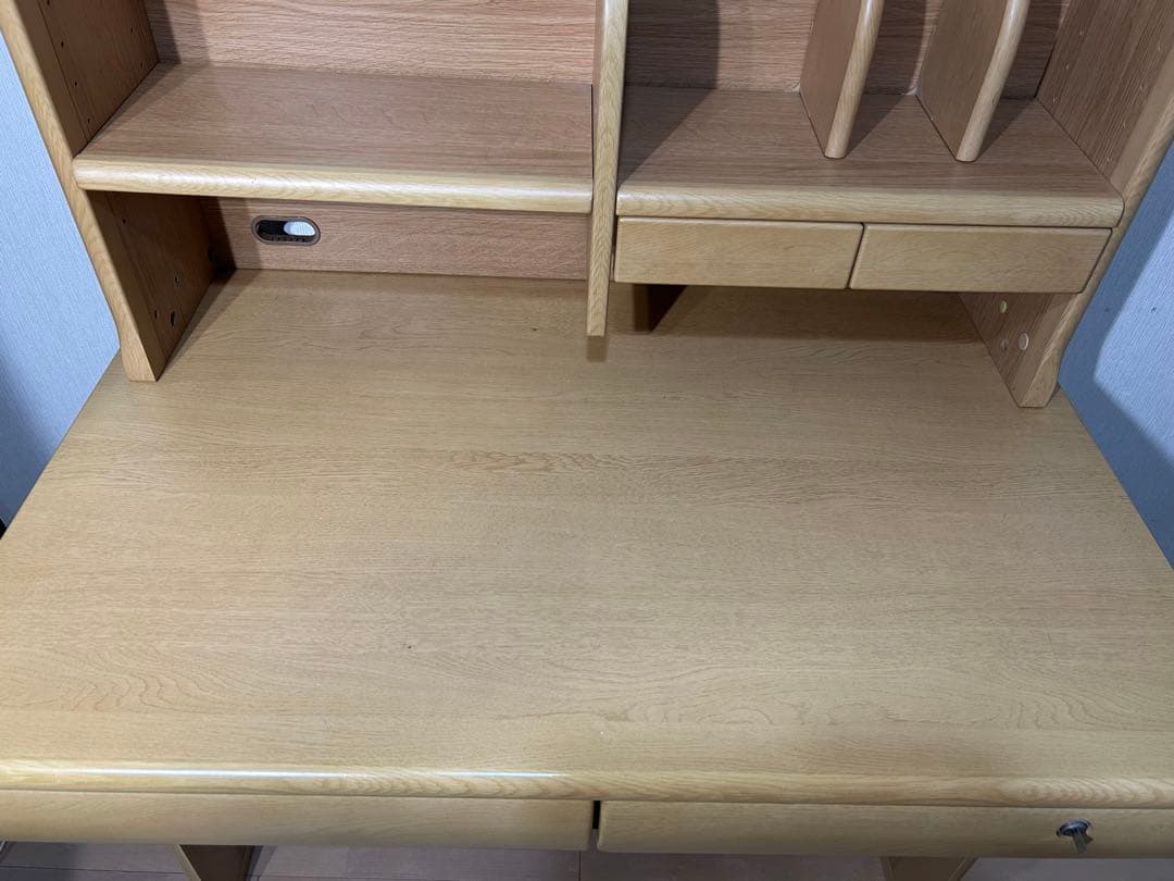 【送料無料】ナチュラルウッド 学習机 収納付き