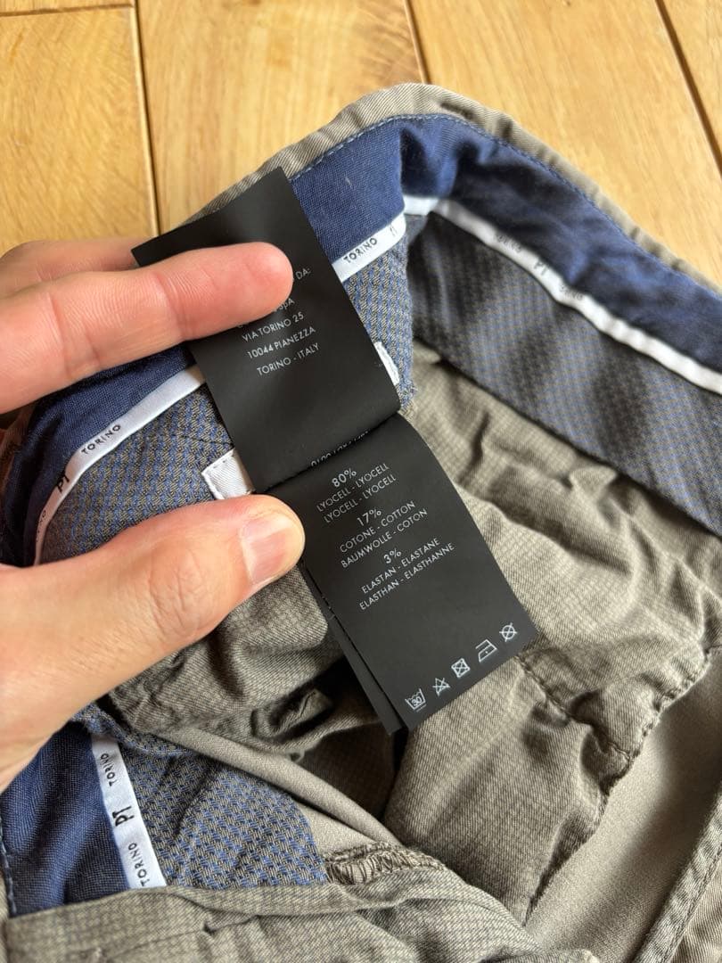 美中古 PTTORINO タックイン チノパンツ 46 グレージュ PT01