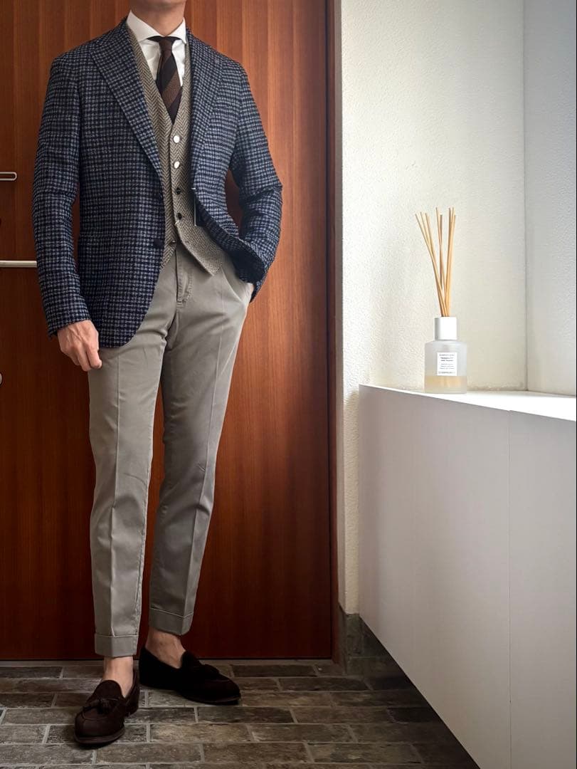 美中古 PTTORINO タックイン チノパンツ 46 グレージュ PT01