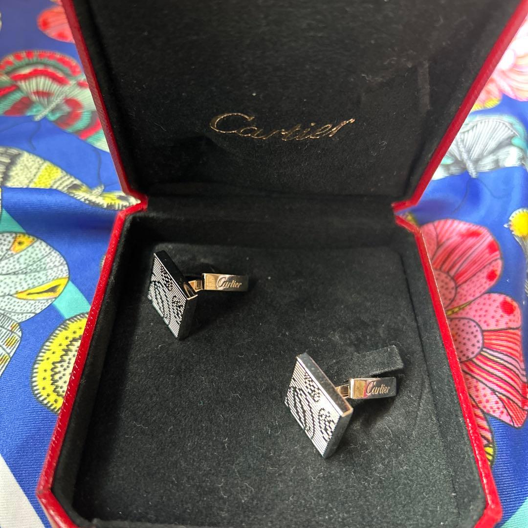 Cartier 幾何学模様 カフリンクス 専用ケース付き