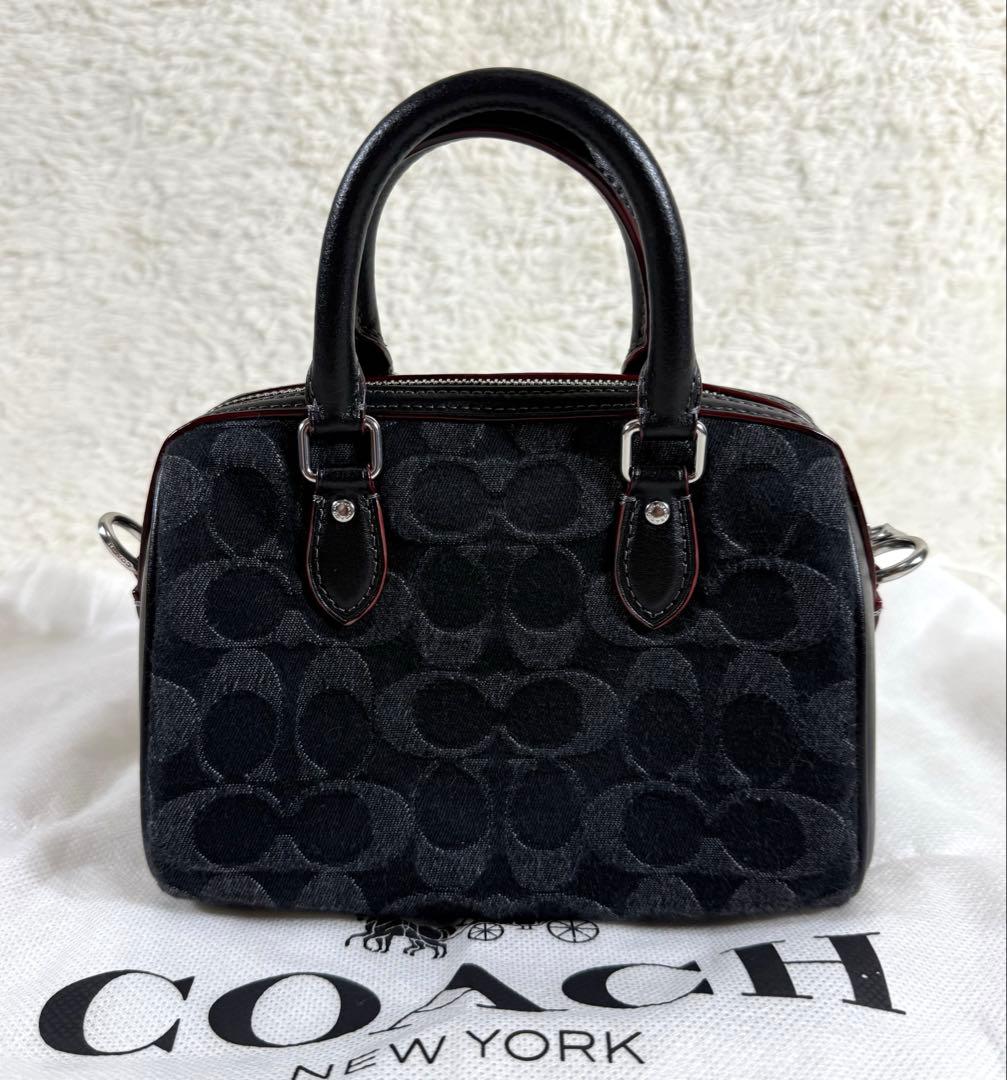 Coach コーチ ブラックデニム ミニボストン ミニローアン