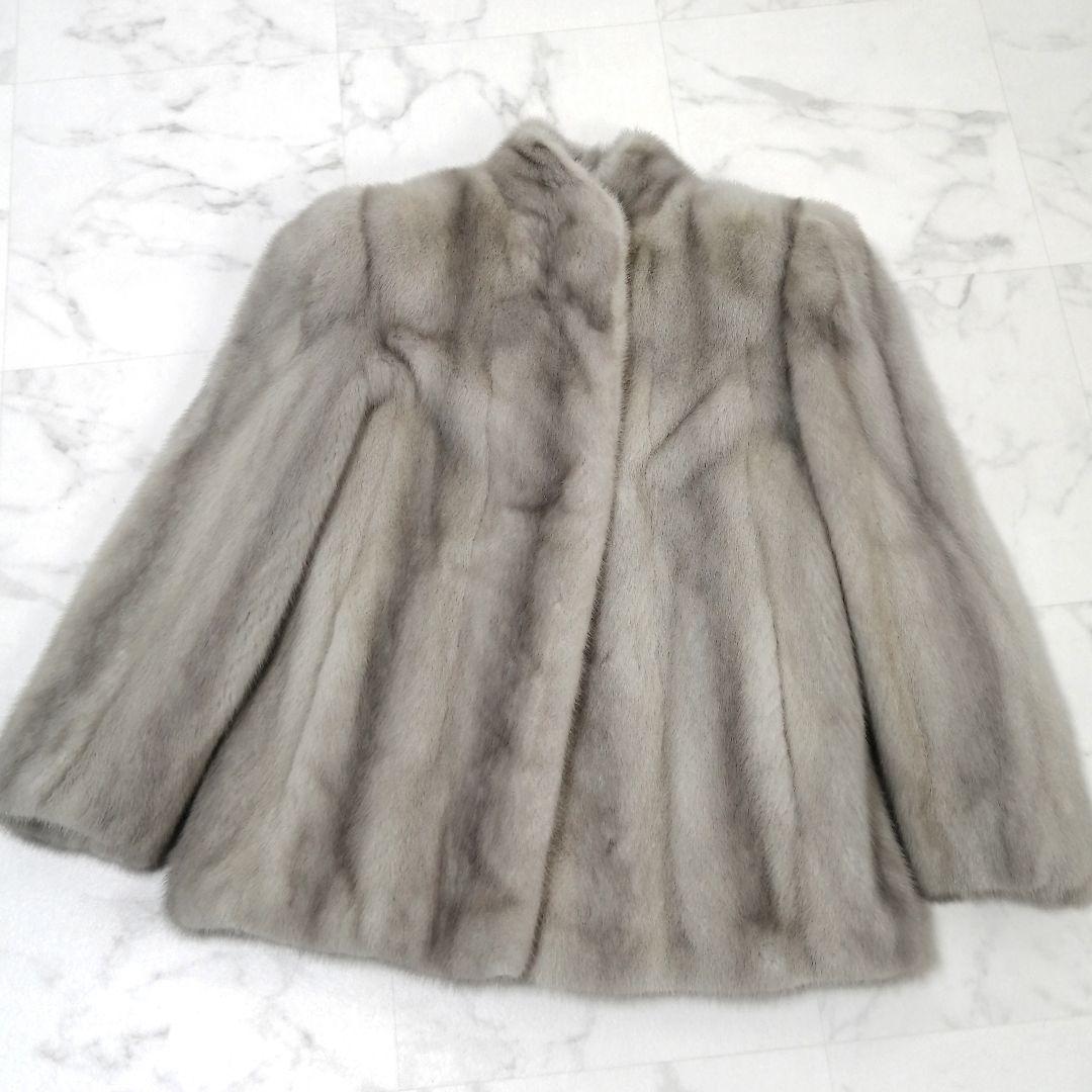 サファイヤミンク　毛皮 コート　毛並み良好　リアルファー　8　高級　MINK