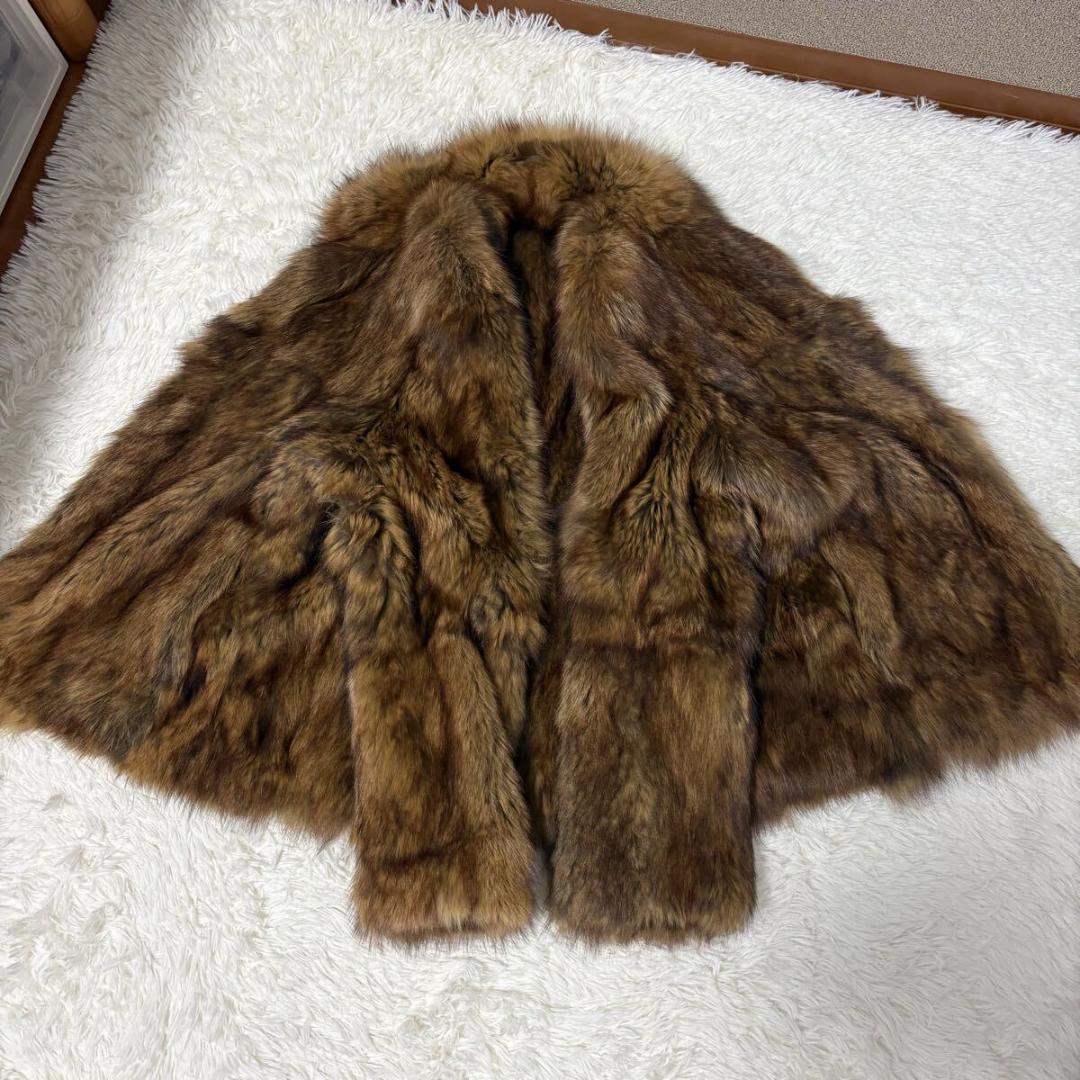 ブルーフォックス 染め 本毛皮 リアルファー ファーコート Fサイズ FOX