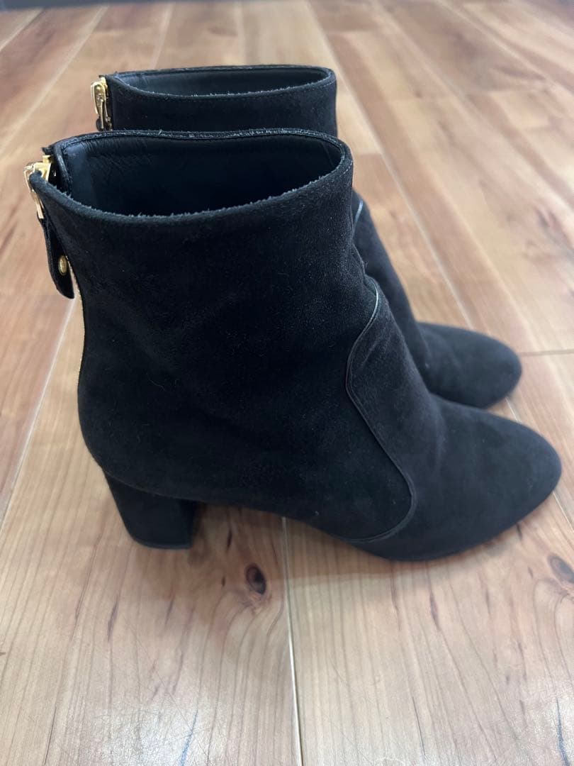 ルイヴィトンブラックスエードブーツ ゴールドファスナー35 1/2