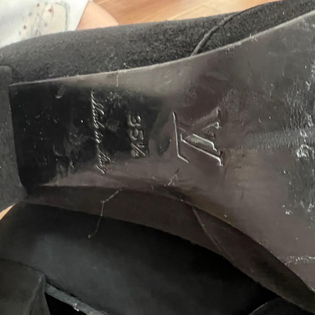 ルイヴィトンブラックスエードブーツ ゴールドファスナー35 1/2